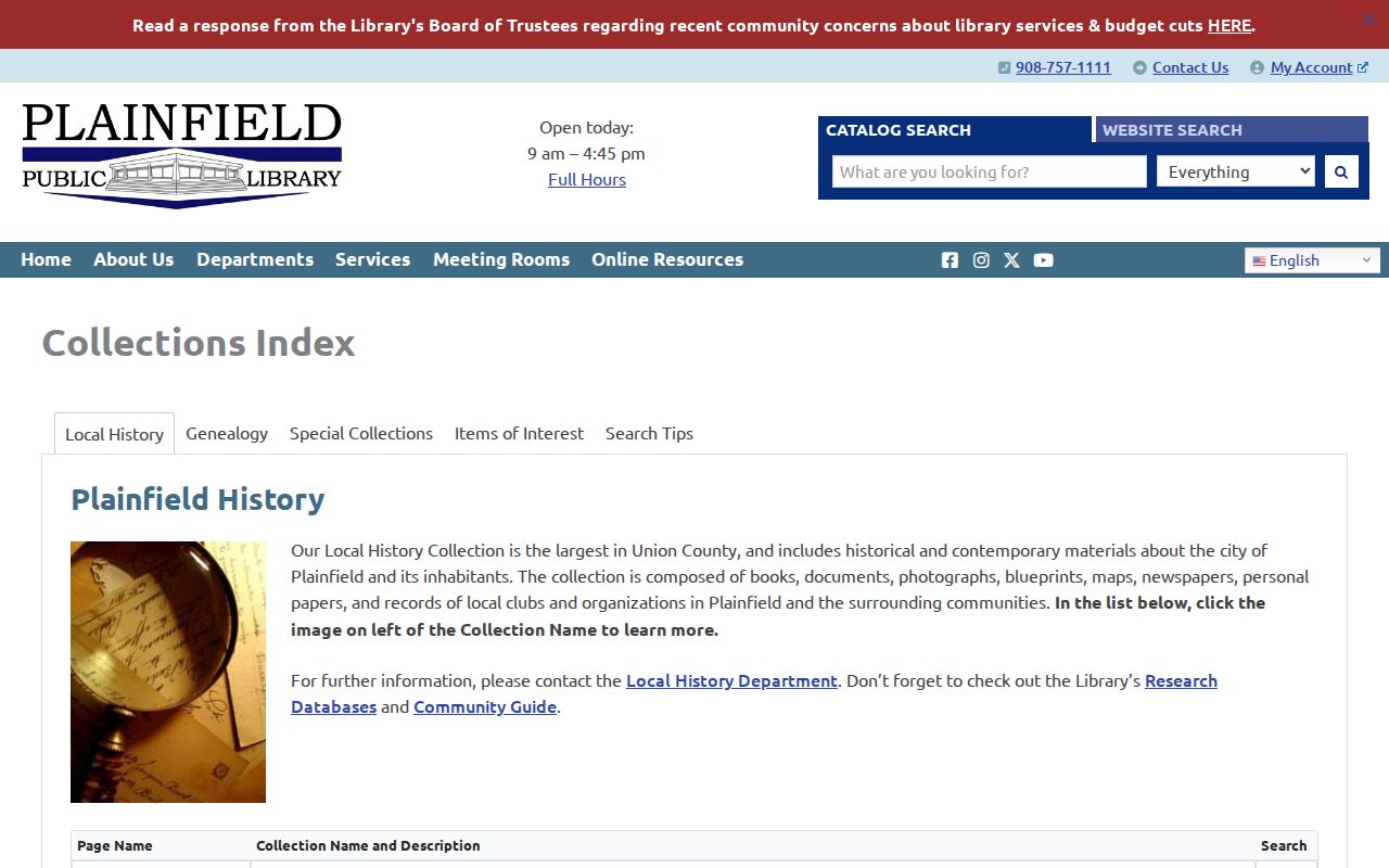 Plainfield city directory Local History Collections Index