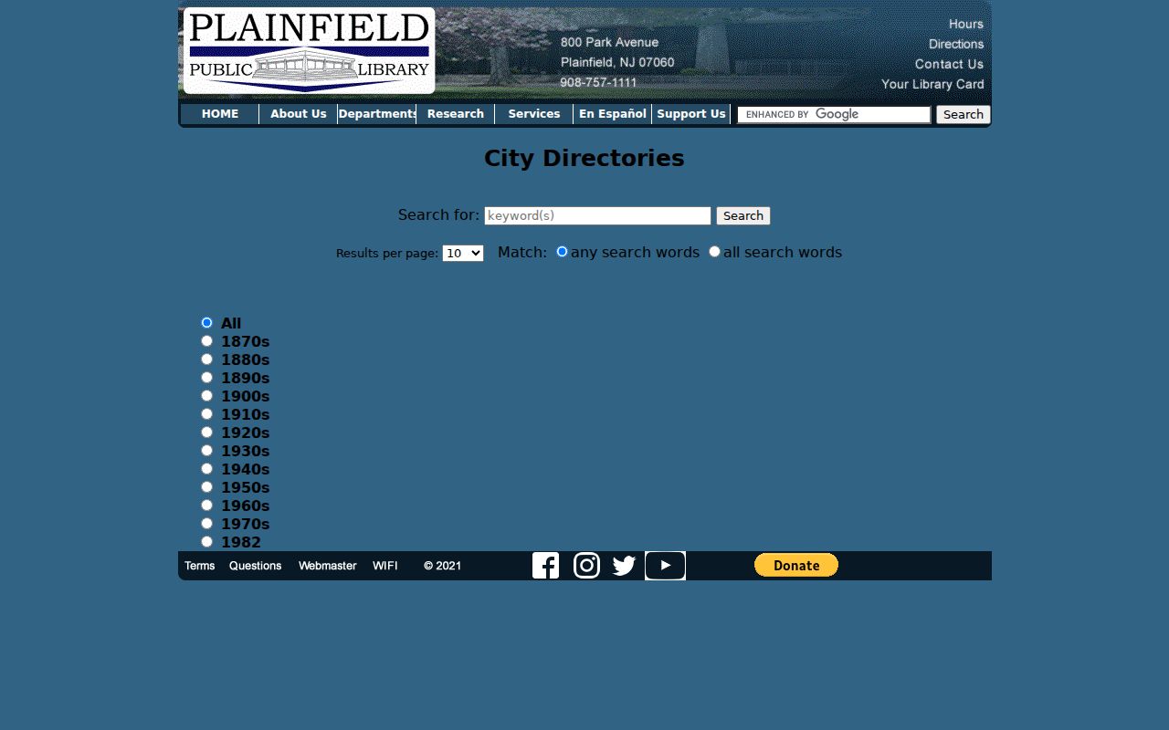 Plainfield previous residents city directory year search